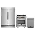 Forno 3-Piece Pro Appliance Package - 30-Inch Capriasca Dual Fuel Range, Pro-Style Refrigerator, and Dishwasher in Stainless Steel
