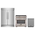 Forno 3-Piece Pro Appliance Package - 36-Inch Capriasca Dual Fuel Range, Pro-Style Refrigerator, and Dishwasher in Stainless Steel