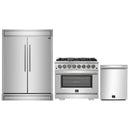 Forno 3-Piece Pro Appliance Package - 36-Inch Dual Fuel Range, Pro-Style Refrigerator, and Dishwasher in Stainless Steel