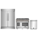 Forno 3-Piece Pro Appliance Package - 48-Inch Dual Fuel Range, Pro-Style Refrigerator, and Dishwasher in Stainless Steel