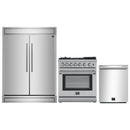 Forno 3-Piece Appliance Package - 30-Inch Dual Fuel Range with Air Fryer, Pro-Style Refrigerator, and Dishwasher in Stainless Steel