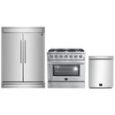 Forno 3-Piece Appliance Package - 36-Inch Gas Range, Pro-Style Refrigerator, and Dishwasher in Stainless Steel