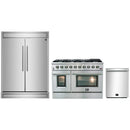Forno 3-Piece Appliance Package - 48-Inch Gas Range, Pro-Style Refrigerator, and Dishwasher in Stainless Steel