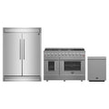 Forno 3-Piece Appliance Package - 48-Inch Galiano Gas Range, Pro-Style Refrigerator, and Dishwasher in Stainless Steel
