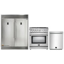 Forno 3-Piece Appliance Package - 30-Inch Gas Range, Pro-Style Refrigerator, and Dishwasher in Stainless Steel
