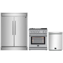 Forno 3-Piece Appliance Package - 30-Inch Gas Range with Air Fryer, Pro-Style Refrigerator, and Dishwasher in Stainless Steel
