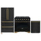 Forno Antico 3-Piece Appliance Package - 36-Inch Dual Fuel Range, 36-Inch Refrigerator, & 24-Inch Dishwasher in Black with Antique Brass Trim