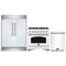 Forno 3-Piece Appliance Package - 36-Inch Dual Fuel Range, 60-Inch Refrigerator, Dishwasher in White with Antique Brass Trim