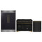 Forno 3-Piece Appliance Package - 48-Inch Dual Fuel Range, 60-Inch Convertible Refrigerator with Modern Grille Trim, and Dishwasher in Black with Antique Brass Trim