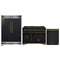 Forno 3-Piece Appliance Package - 48-Inch Dual Fuel Range, 60-Inch Convertible Refrigerator with Modern Grille Trim, and Dishwasher in Black with Antique Brass Handle
