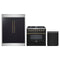 Forno 3-Piece Appliance Package - 36-Inch Dual Fuel Range, 60-Inch Convertible Refrigerator with Modern Trim, and Dishwasher in Black with Antique Brass Trim