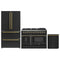 Forno Galiano 3-Piece Appliance Package - 48-Inch Dual Fuel Range, 36-Inch Refrigerator, & 24-Inch Dishwasher in Black with Antique Brass Trim