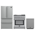 Forno 3-Piece Appliance Package - 30-Inch Dual Fuel Range with Air Fryer, French Door Refrigerator, and Dishwasher in Stainless Steel