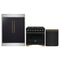 Forno 3-Piece Appliance Package - 36-Inch Gas Range, 60-Inch Convertible Refrigerator with Modern Trim, and Dishwasher in Black with Antique Brass Trim