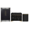 Forno 3-Piece Appliance Package - 48-Inch Gas Range, 60-Inch Convertible Refrigerator with Modern Grille Trim, and Dishwasher in Black with Antique Brass Handle