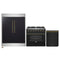 Forno 3-Piece Appliance Package - 36-Inch Gas Range, 60-Inch Convertible Refrigerator with Modern Trim, and Dishwasher in Black with Antique Brass Handle