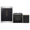 Forno 3-Piece Appliance Package - 36-Inch Gas Range, 60-Inch Convertible Refrigerator with Modern Trim, and Dishwasher in Black with Antique Brass Trim