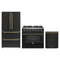 Forno Galiano 3-Piece Appliance Package - 36-Inch Gas Range, 36-Inch Refrigerator, & 24-Inch Dishwasher in Black with Antique Brass Trim