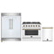 Forno 3-Piece Appliance Package - 36-Inch Gas Range, 60-Inch Refrigerator, Dishwasher in White with Antique Brass Handle