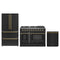 Forno Galiano 3-Piece Appliance Package - 48-Inch Gas Range, 36-Inch Refrigerator, & 24-Inch Dishwasher in Black with Antique Brass Trim
