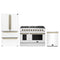 Forno Galiano 3-Piece Appliance Package - 48-Inch Gas Range, 36-Inch Refrigerator, & 24-Inch Dishwasher in White with Antique Brass Trim