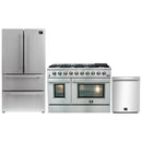 Forno 3-Piece Appliance Package - 48-Inch Gas Range, French Door Refrigerator, and Dishwasher in Stainless Steel
