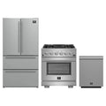 Forno 3-Piece Pro Appliance Package - 30-Inch Gas Range, French Door Refrigerator, and Dishwasher in Stainless Steel