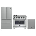 Forno 3-Piece Pro Appliance Package - 36-Inch Capriasca Gas Range, French Door Refrigerator, and Dishwasher in Stainless Steel