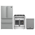 Forno 3-Piece Appliance Package - 30-Inch Galiano French Door Dual Fuel Range, 36-Inch Refrigerator, and Dishwasher in Stainless Steel