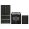 Forno 3-Piece Appliance Package - 30-Inch Galiano French Door Dual Fuel Range, 36-Inch Refrigerator, and Dishwasher in Black with Antique Brass Trim
