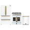 Forno 3-Piece Appliance Package - 30-Inch Galiano French Door Dual Fuel Range, 36-Inch Refrigerator, and Dishwasher in White with Antique Brass Trim