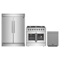 Forno 3-Piece Appliance Package - 36-Inch Galiano French Door Dual Fuel Range, 60-Inch Refrigerator, and Dishwasher in Stainless Steel