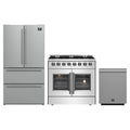 Forno 3-Piece Appliance Package - 36-Inch Galiano French Door Dual Fuel Range, 36-Inch Refrigerator, and Dishwasher in Stainless Steel