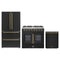 Forno 3-Piece Appliance Package - 36-Inch Galiano French Door Dual Fuel Range, 36-Inch Refrigerator, and Dishwasher in Black with Antique Brass Trim