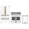 Forno 3-Piece Appliance Package - 36-Inch Galiano French Door Dual Fuel Range, 36-Inch Refrigerator, and Dishwasher in White with Antique Brass Trim