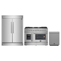 Forno 3-Piece Appliance Package - 48-Inch Galiano French Door Dual Fuel Range, 60-Inch Refrigerator, and Dishwasher in Stainless Steel
