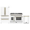 Forno 3-Piece Appliance Package - 48-Inch Galiano French Door Dual Fuel Range, 36-Inch Refrigerator, and Dishwasher in White with Antique Brass Trim