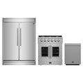 Forno 3-Piece Appliance Package - 30-Inch Galiano French Door Gas Range, 60-Inch Refrigerator, and Dishwasher in Stainless Steel