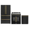 Forno 3-Piece Appliance Package - 30-Inch Galiano French Door Gas Range, 36-Inch Refrigerator, and Dishwasher in Black with Antique Brass Trim