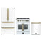 Forno 3-Piece Appliance Package - 30-Inch Galiano French Door Gas Range, 36-Inch Refrigerator, and Dishwasher in White with Antique Brass Trim