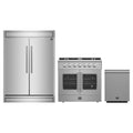 Forno 3-Piece Appliance Package - 36-Inch Galiano French Door Gas Range, 60-Inch Refrigerator, and Dishwasher in Stainless Steel