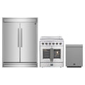 Forno 3-Piece Appliance Package - 30-Inch Galiano French Door Electric Range, 60-Inch Refrigerator, and Dishwasher in Stainless Steel