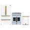 Forno 3-Piece Appliance Package - 30-Inch Galiano French Door Electric Range, 36-Inch Refrigerator, and Dishwasher in White with Antique Brass Trim