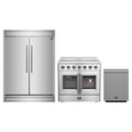 Forno 3-Piece Appliance Package - 36-Inch Galiano French Door Electric Range, 60-Inch Refrigerator, and Dishwasher in Stainless Steel