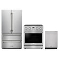 Thor Kitchen 3-Piece Appliance Package - 30-Inch Propane Gas Range, French Door Refrigerator, & Dishwasher in Stainless Steel