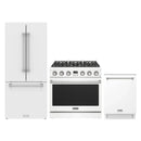 Thor Kitchen 3-Piece Appliance Package - 36-Inch Natural Gas Range, 30-Inch Refrigerator, & 24-Inch Dishwasher in White