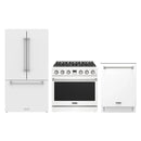Thor Kitchen 3-Piece Appliance Package - 36-Inch Natural Gas Range, 36-Inch Refrigerator, & 24-Inch Dishwasher in White