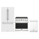 Thor Kitchen 3-Piece Appliance Package - 36-Inch Propane Gas Range, 36-Inch Refrigerator, & 24-Inch Dishwasher in White