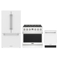 Thor Kitchen 3-Piece Appliance Package - 36-Inch Propane Gas Range, Counter-Depth Refrigerator, & Dishwasher in White