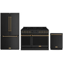 Black Thor Kitchen appliance package with 48-inch range, counter-depth refrigerator, dishwasher